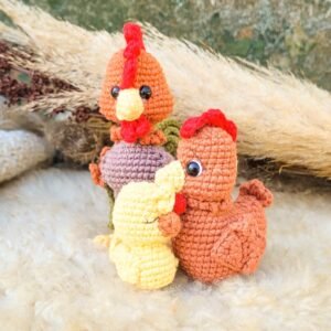 Patrón Amigurumi Familia Emplumada | Gallo, Gallina y Pollitos en PDF